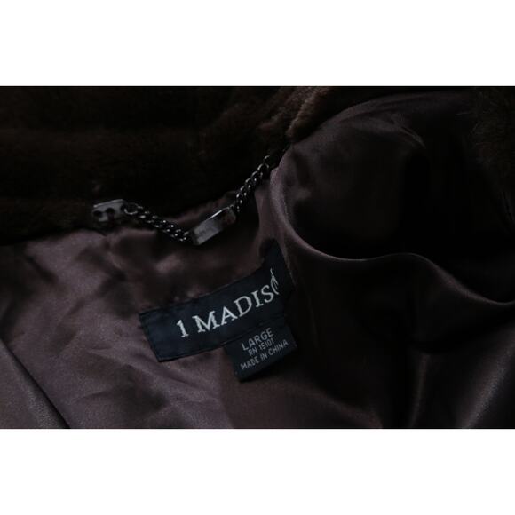 1 Madison Brown Faux Fur Short Coat Jacket Women’s Size Large L Winter Warm - Picture 10 of 10